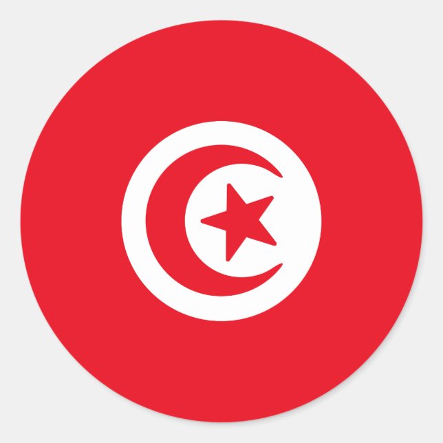 Flagga Tunisien Runt Klistermärke (Framsida)