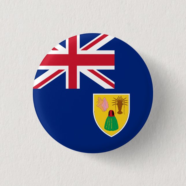Flagga Turks- och Caicosöarna Knapp (Framsida)