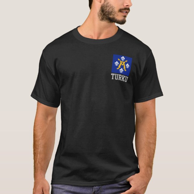 Flagga Turku, Finland T-Shirt (Framsida)