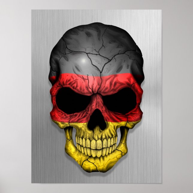Flagga Tyskland på en stålskullsbild Poster (Framsidan)