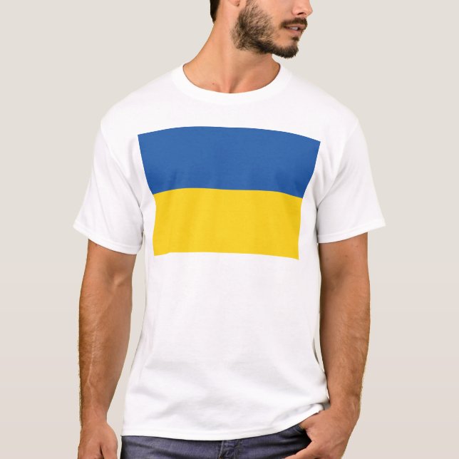 Flagga Ukraina Button T-Shirt (Framsida)