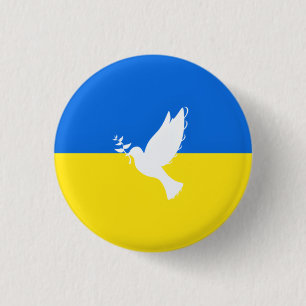Flagga Ukraina - Dove of Peace - Freedom Button Knapp