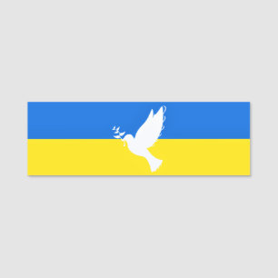 Flagga Ukraina - Dove of Peace - Freedom - Peace  Namnbricka