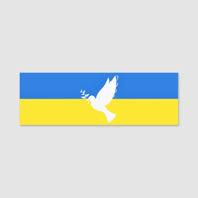 Flagga Ukraina - Dove of Peace - Freedom - Peace Namnbricka (Framsida)