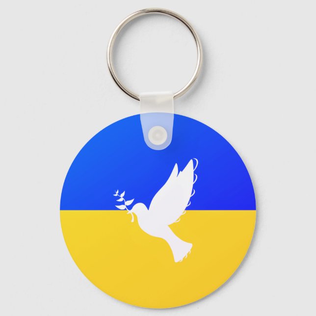 Flagga Ukraina - Dove of Peace - Freedom - Peace Nyckelring (Framsida)