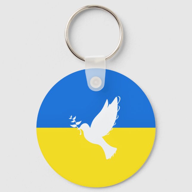 Flagga Ukraina - Dove of Peace - Freedom - Peace  Nyckelring (Framsida)