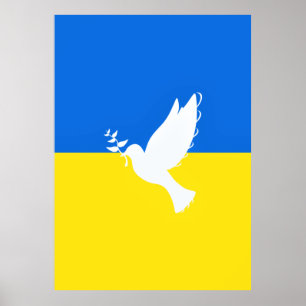 Flagga Ukraina - Dove of Peace - Freedom - Peace Poster
