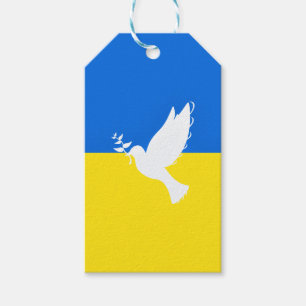 Flagga Ukraina - Dove of Peace - Freedom - Peace Presentetikett