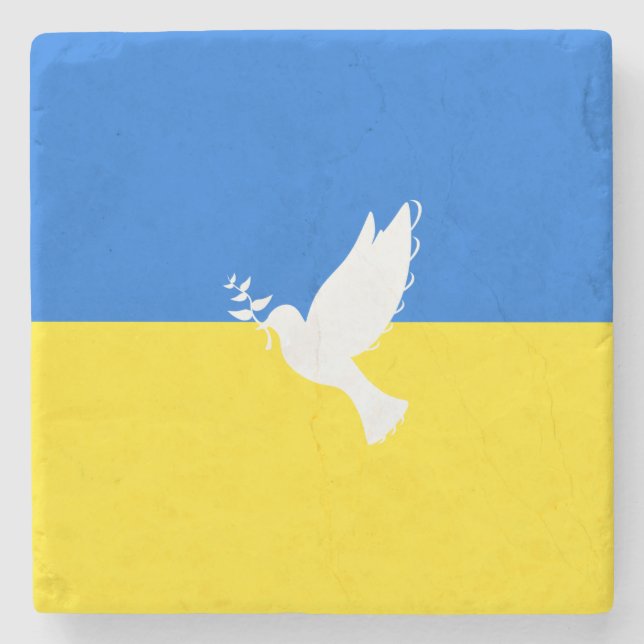 Flagga Ukraina - Dove of Peace - Freedom - Peace  Stenunderlägg (Framsidan)