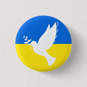 Flagga Ukraina - Dove of Peace - Peace Button Knapp
