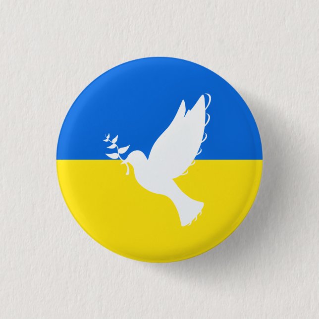 Flagga Ukraina - Dove of Peace - Peace - Freedom Knapp (Framsida)
