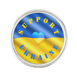 Flagga Ukraina - Frihet och fred - Hjärtsolidarite Kavajnål