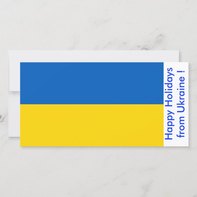 Flagga Ukraina, Glad helg från Ukraina Julkort (Framsida)