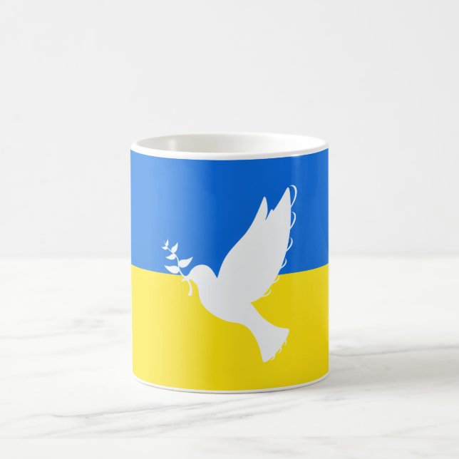 Flagga Ukraina Kaffe koppar Support Dove of Peace (Center)
