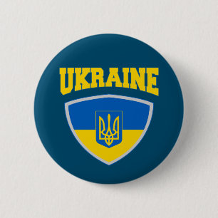 Flagga Ukraina och Emblem Knapp