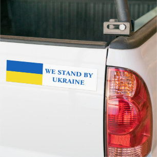 Flagga Ukraina - vi står vid Ukrainas sida Bildekal