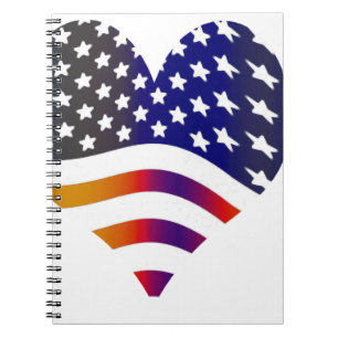 flagga usa hjärta kärlek amerikansk ära trupper rä anteckningsbok med spiral