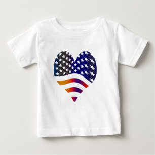 flagga usa hjärta kärlek amerikansk ära trupper rä t-shirt