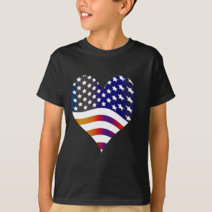 flagga usa hjärta kärlek amerikansk ära trupper rä t-shirt