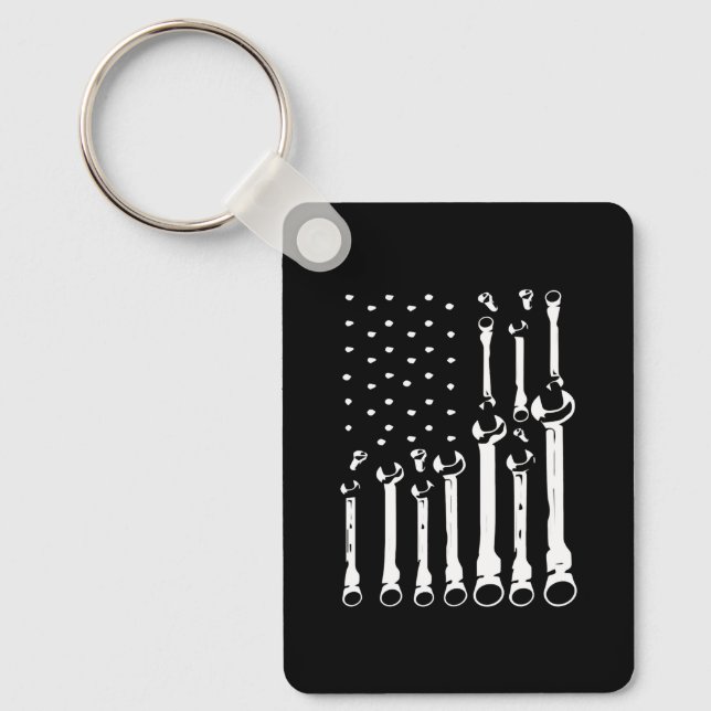 Flagga USA:s mekaniska Wrenches American for Women Nyckelring (Framsida)