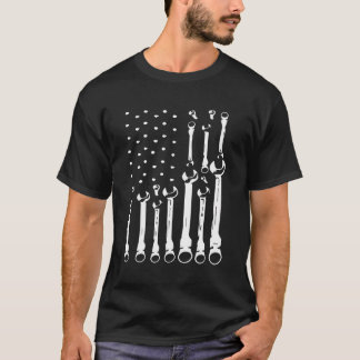 Flagga USA:s mekaniska Wrenches American for Women T Shirt