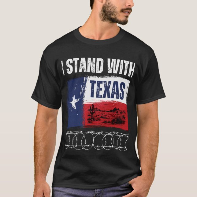 Flagga USA: s stat Texas I står med Texas T Shirt (Framsida)