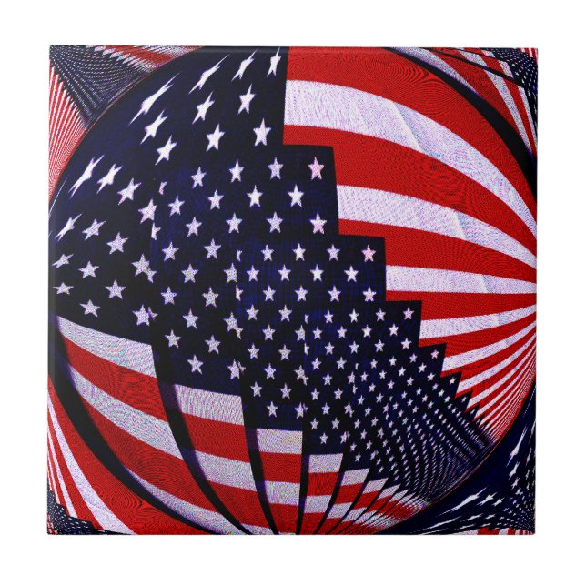 Flagga-USA -Sprid Kärlek_ Kakelplatta (Framsidan)