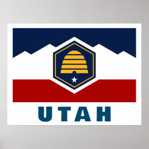 Flagga Utah (Beehive Flagga) Poster