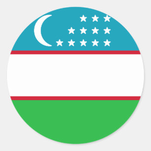 Flagga Uzbekistan Runt Klistermärke