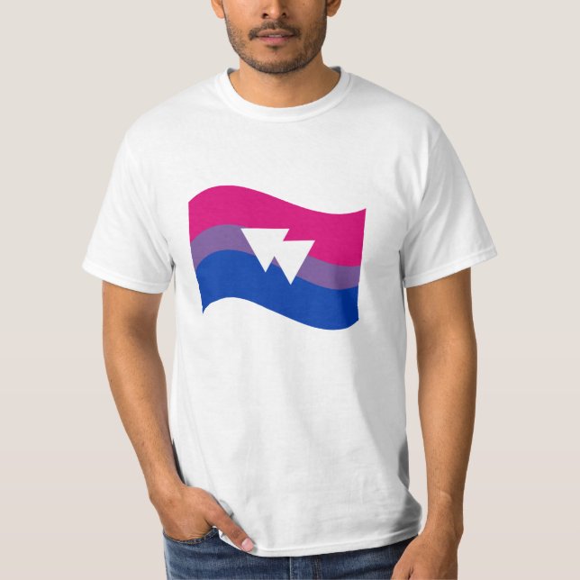 Flagga Vågigt Pridet Bisexual T Shirt (Framsida)