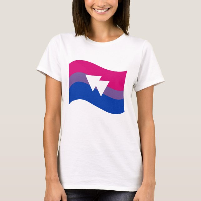 Flagga Vågigt Pridet Bisexual T Shirt (Framsida)