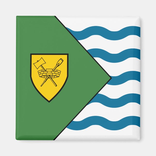 Flagga Vancouver (British Columbia, Kanada) Magnet (Framsidan)