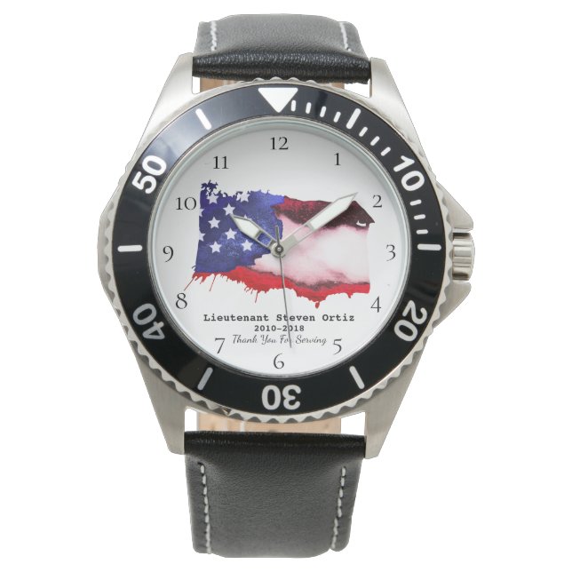 *~* Flagga Veteran Military USA Rött vitt blått Armbandsur (Framsida)