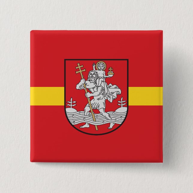 Flagga Vilnius, Litauen Pinback Button Knapp (Framsida)