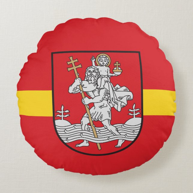 Flagga Vilnius, Litauen Round Pillow Rund Kudde (Framsidan)