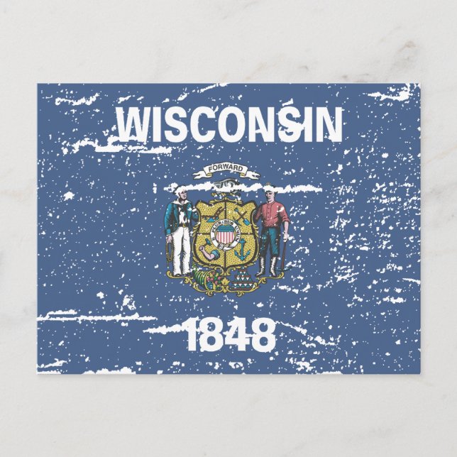 Flagga vintage WISCONSIN Vykort (Framsida)