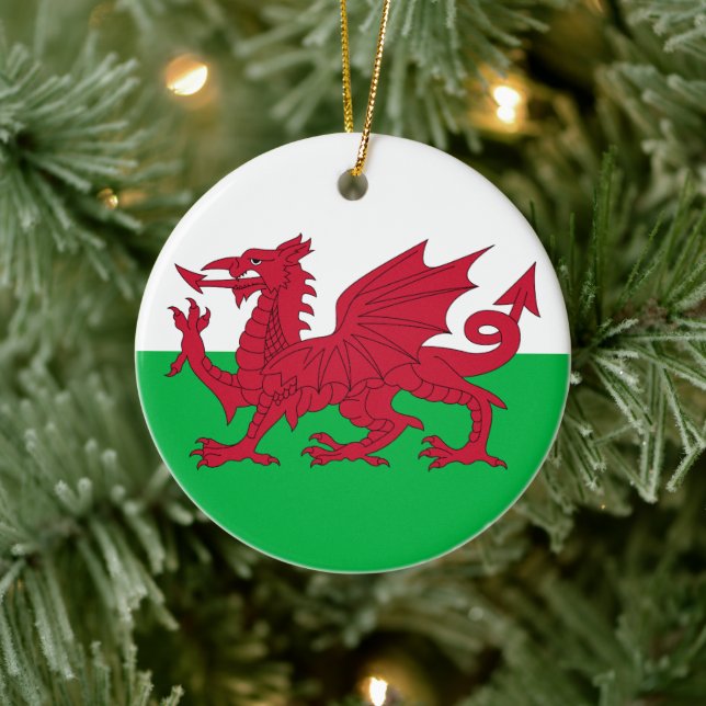 Flagga Wales (Cymru) Julgransprydnad Keramik (Träd)