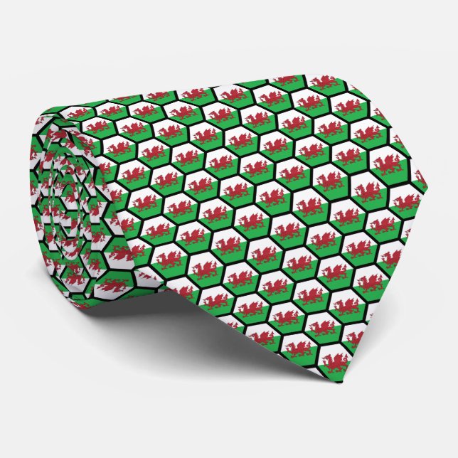 Flagga Wales Geometrisk Hexagon Mönster Slips (Rullad)