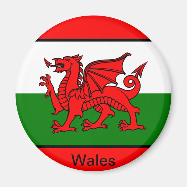 Flagga Wales Magnet (Framsidan)