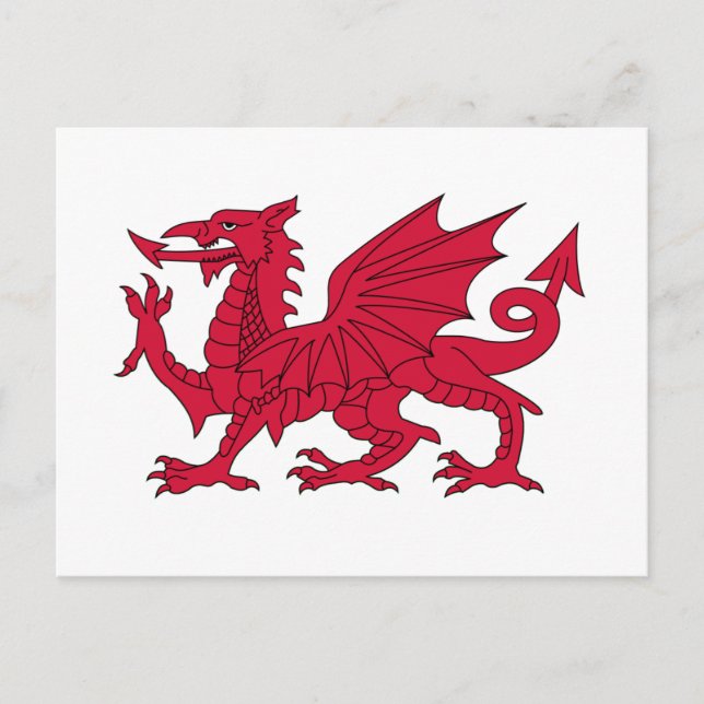Flagga Wales - Röda draken - Baner Cymru Vykort (Framsida)