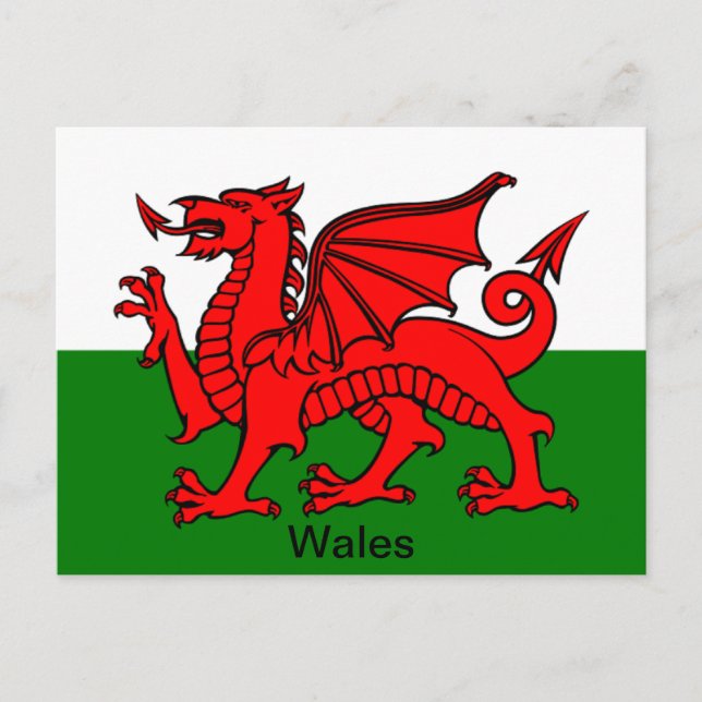 Flagga Wales Vykort (Framsida)