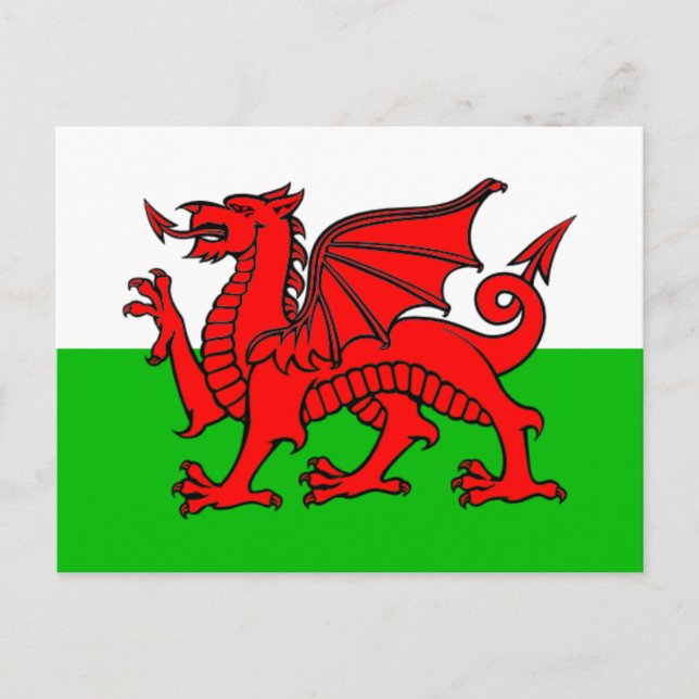Flagga Wales Vykort (Framsida)