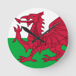 Flagga Wales Wall Clock Rund Klocka