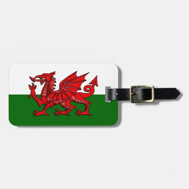 Flagga Wales - Welsh Red Dragon Luggage ID-Märkre Bagagebricka (Horisontell Framsida)