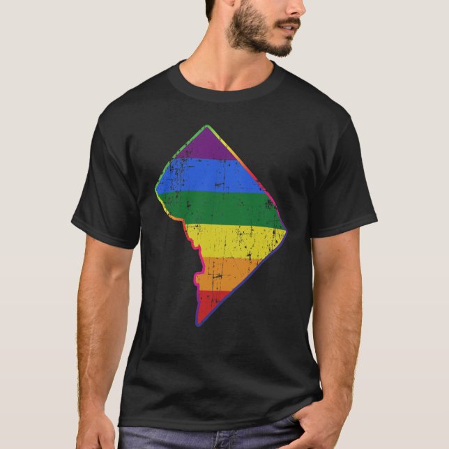 Flagga Washington DC Silhouette LGBT Pride T Shirt (Framsida)