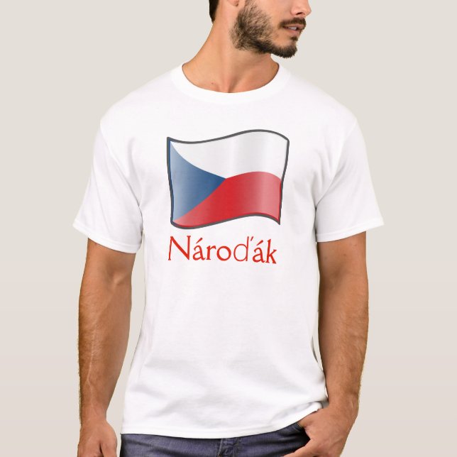 Flagga Wave (Tjeckien) Nároďák T-Shirt (Framsida)