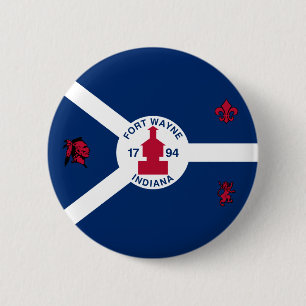 Flagga Wayne, Indiana Pinback Button Knapp