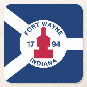 Flagga Wayne, Indiana Square Papper Underlägg