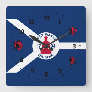 Flagga Wayne, Indiana Square Wall Clock Fyrkantig Klocka
