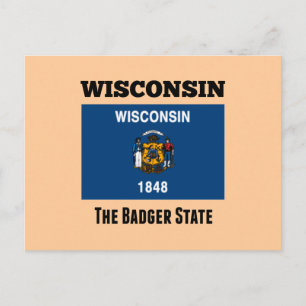 Flagga Wisconsin, delstaten Badger Vykort